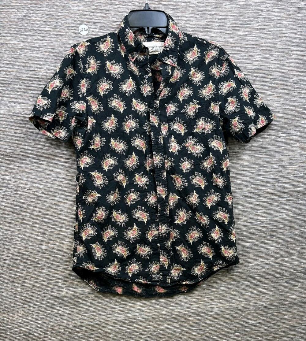 Denim & Supply Ralph Lauren Shirt Mens Small Black Floral Short Sleeve Button Up